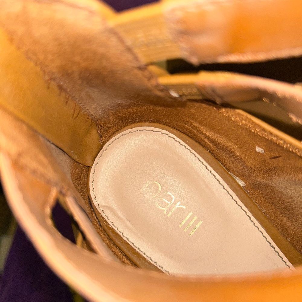 Bar III Tan Strappy Crisscross Wedge Sandals - Picture 5 of 6